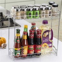 卡扣式两层长38宽14高38[银色] 厨房调料置物架两三层台面窄小桌面多功能调味品油盐酱醋收纳架子