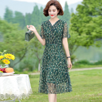 绿色 XL[建议90-105斤] 母亲节礼物衣服妈妈夏装连衣裙洋气高贵中老年人女装雪纺裙子时尚