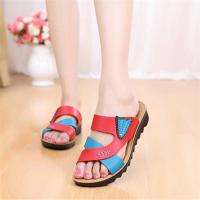108红色 35 夏季女士妈妈拖鞋中年凉拖鞋休闲厚底坡跟凉鞋软底中老年凉拖鞋女