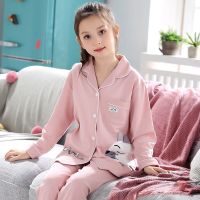 棉女童睡衣春秋宝宝中大童长袖薄女款孩学生儿童家居服全棉套装