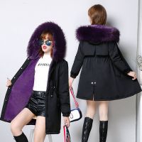 派克服棉服2021冬季潮新款棉袄女中长款棉衣保暖修身抽绳加绒加厚