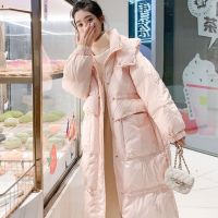 过膝中长款羽绒服女2021新款白鸭绒东大门韩版连帽宽松网红潮