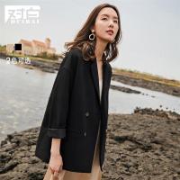 色双排扣西装外套女春新款2021时尚通勤感西服气质宽松