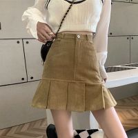 灯芯绒百褶裙半身裙秋冬女短裙2021年新款时尚包臀裙高腰a字裙潮