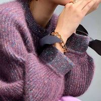 2021新年炸街星空仿浣熊绒紫色雪尼尔w厚毛衣女春秋宽松外穿