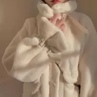 秋冬棉衣宽松韩版高领毛绒外套女2020加绒加厚皮毛一体仿兔毛棉服