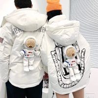 棉袄女潮ins冬季宇航员小熊棉衣女2021新款冬装加厚外套连帽棉服