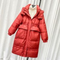 2021新款羽绒服女中长款过膝韩版宽松加厚连帽百搭学生白鸭绒外套