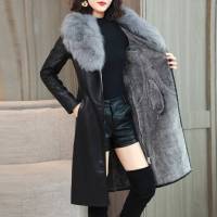大毛领冬季皮衣女加绒加厚中长款韩版2020新款修身显瘦收腰皮外套