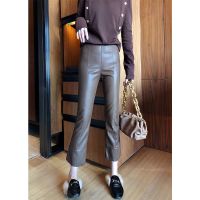 2020冬季新款韩版pu皮微喇叭九分裤时尚百搭洋气女款裤子潮