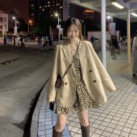 时尚炸街辣妹西装两件套春季新款网红西服外套碎花连衣裙套装女8天内发货
