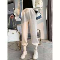 加绒雪尼尔束脚裤女秋冬新款宽松显瘦运动卫裤九分休闲灯笼裤子潮