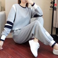 2021秋冬季新款运动服套装女卫衣加绒加厚时尚休闲宽松洋气两件套