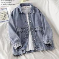 小个子牛仔外套女ins潮2021年新款春秋宽松大码学生百搭夹克上衣