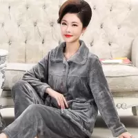 中老年人睡衣女加厚加绒秋冬奶奶衣服法兰绒妈妈家居服老太太套装