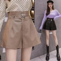皮短裤女春秋新款高腰打底外穿宽松黑色显瘦直筒a字阔腿靴裤