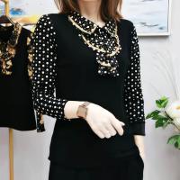 秋季新款时尚休闲加绒气质小衫法式荷叶领上衣大码女装