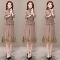 2021年新款秋冬季百搭显瘦内搭针织连衣裙中长款毛衣裙两件套女装