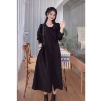 气质连衣裙女2021秋季新款韩版蕾丝娃娃领显瘦收腰减龄长袖长裙子