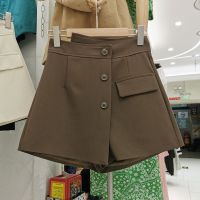 西装短裤裙女宽松2021年新款秋冬单排扣宽松高腰a字裙前裙后裤款