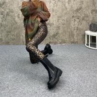 秋冬个性外穿打底裤女欧货新款豹纹弹力紧身铅笔裤小脚九分裤子潮