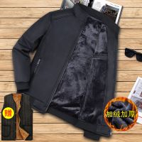 加绒加厚中老年爸爸装男士宽松大码夹克外套中年人男装冬装秋冬季