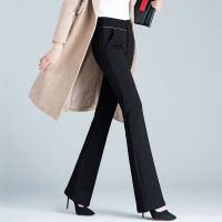 微喇裤女春秋2021新款高腰显瘦西裤垂感直筒长裤加长喇叭西装裤子