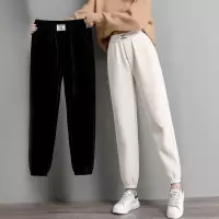 雪尼尔哈伦裤女2021秋冬新款高腰显瘦宽松束脚卫裤百搭休闲运动裤