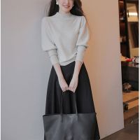 秋冬新款女装港风复古chic网红职业时尚针织半身裙两件套装