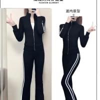 长袖运动套装女春秋款2021立领卫衣修身显瘦高腰喇叭裤加绒两件套