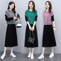 单件/套装两件套 2021年秋季新款气质时尚减龄显瘦长袖黑色连衣裙