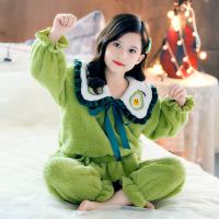 儿童睡衣冬季女童法兰绒珊瑚绒秋冬加厚女孩公主女宝宝家居服套装