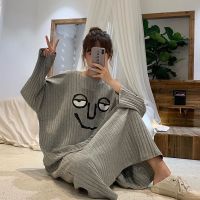 卡通搞怪睡裙女春秋季中长款可爱宽松大码睡衣学生韩版长裙家居服