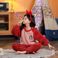 秋冬季儿童睡衣加绒加厚法兰绒女中大童学生宝宝长毛绒卡通家居服