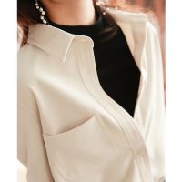 衬衫女磨毛纹理加厚打底衫2021秋冬宽松遮肉显瘦长袖外搭色衬衣