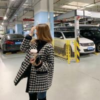 千鸟格外套女秋冬季2020年新款百搭韩版宽松毛呢格子大衣8016#