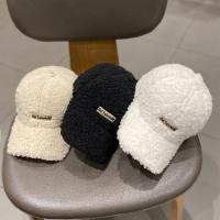 韩版ins羊羔毛绒刺绣字母鸭舌帽女日系百搭冬季学生保暖棒球帽男