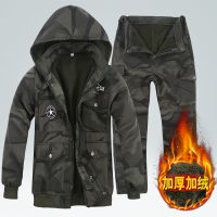 冬季工作服加绒加厚带帽子防寒保暖结实耐磨防水透气上衣劳保服