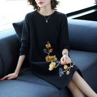 加绒/不加绒秋冬新款打底裙宽松显瘦连衣裙中长款过膝加厚连衣裙