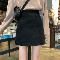 裙子女2021秋新款韩版气质高腰a字麂皮绒半身短裙显瘦包裙包臀潮
