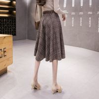 秋冬复古格子中长裙子半身小个子韩版高腰显瘦a字裙气质大摆伞裙