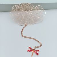 故宫博物馆银杏叶莲花好运锦鲤镂空系列玫瑰金属书签文创意礼物