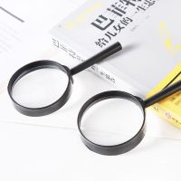 手持高倍光学放大镜仿木手柄镀金边扩大镜老年人阅读看报