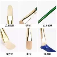 猪鬃圆扁头油画笔长杆水粉笔水彩笔丙烯笔镀镍实木套装