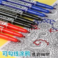 记号笔小双头油性勾线笔小头两头细头马克笔儿童绘画防水速干
