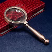 高倍阅读放大镜老人高清手持复古金属放大看报精美礼盒装新品