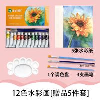 水彩颜料套装36色初学者美术用品学生水粉12色送画笔调色盘水彩纸
