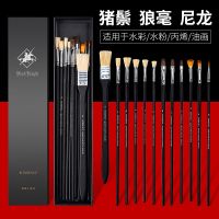 黑骑士水粉笔套装美术专用学生绘画扇形笔初学者颜料笔刷丙烯画笔