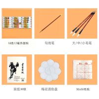 国画颜料12/18/24色套装颜料国画颜料初学者水墨画画颜料