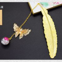 金属羽毛书签创意古典中国风礼物小清新古风学生用干花花